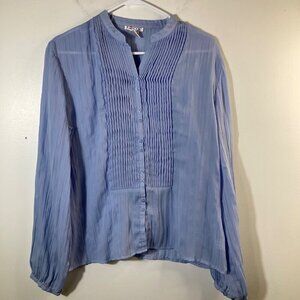 Womens‎ Vintage JG Hook Pleat Bead Front Button Shirt Light Blue 16 Polyester